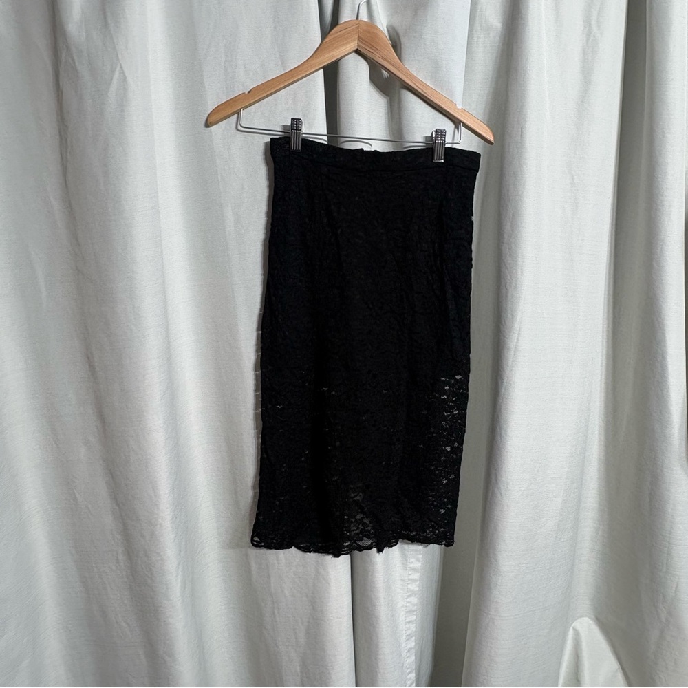 Babaton Black Floral Lace Pencil Skirt High Waisted Formal‎ Cocktail Size 4 - Picture 4 of 8
